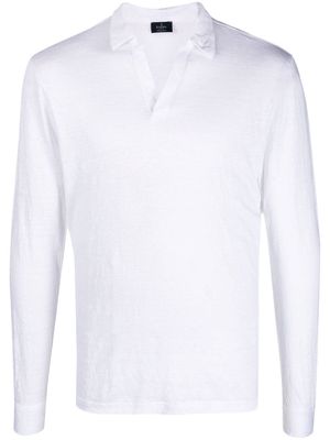 Barba v-neck collar polo shirt - White