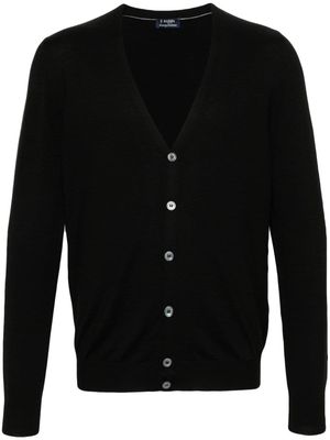 Barba V-neck virgin wool cardigan - Black