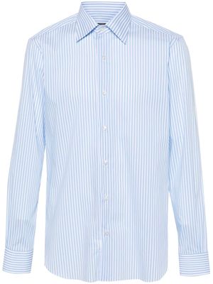 Barba vertical-stripe print shirt - Blue