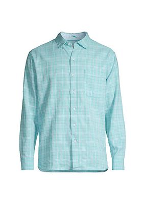 Barbados Breeze Plaid Linen-Blend Shirt