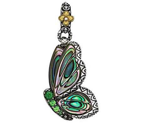 Barbara Bixby Sterling/18K Carved Abalone Butte rfly Charm