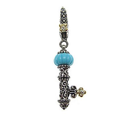 Barbara Bixby Sterling/18K Carved Turquoise Key Charm