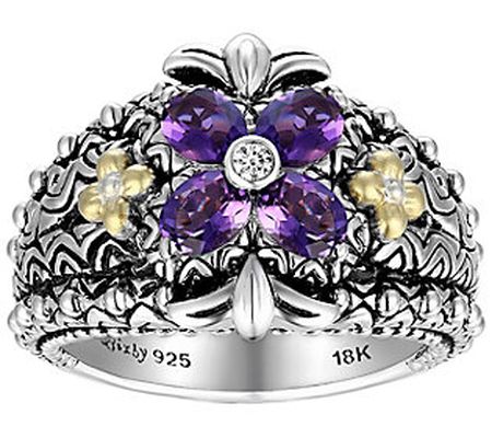 Barbara Bixby Sterling Silver & 18K Gold Amethy st Flower Ring