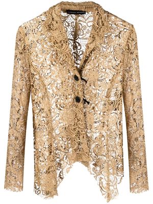Barbara Bologna corded-lace asymmetric-hem jacket - Yellow