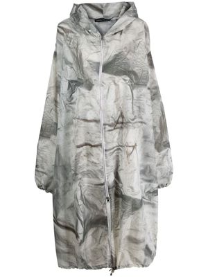 Barbara Bologna marbled-pattern hooded coat - Grey
