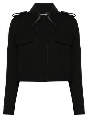 Barbara Bui leather-collar cropped jacket - Black