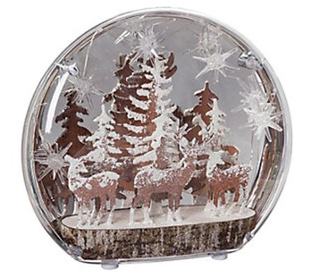 Barbara King 9" Illuminated Oval w/ Winter Deer