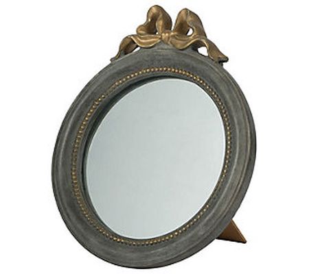 Barbara King Slate Gray Vintage Goldtone Round Mirror