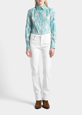 Barbara Paisley Embroidered Straight-Leg Jeans