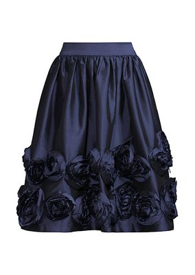 Barbara Silk Rosette Midi-Skirt
