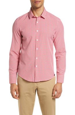 Barbell Apparel Men's Motive Check Stretch Dress Shirt in Red Gingham