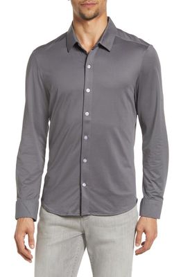 Barbell Apparel Men's Motive Solid Stretch Dress Shirt in Gray