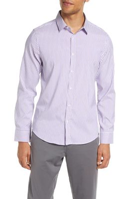 Barbell Apparel Men's Motive Stripe Stretch Dress Shirt in Purple Stripe