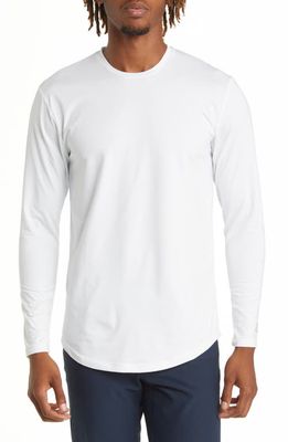 Barbell Apparel Men's Stretch Drop Hem Long Sleeve T-Shirt in White