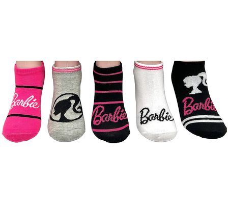 Barbie Girls' No-Show Character Sock Set - 5 Pa ir