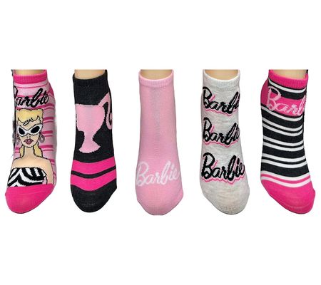 Barbie Ladies' No-Show Character Sock Set - 5 P air