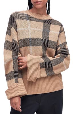 Barbour Adela Jacquard Tartan Wool Blend Sweater in Beige