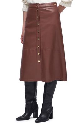 Barbour Alberta Faux Leather Skirt in Cognac