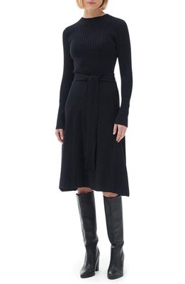 Barbour Amal Long Sleeve Mixed Media Sweater Dress in Black