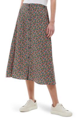 Barbour Anglesey Floral Print Button Front Skirt in Pink Floral Multi