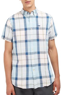 Barbour Angus Tailored Fit Plaid Short Sleeve Button-Down Shirt in Pink Tartan