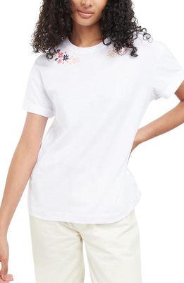 Barbour Apia Floral Embroidered Cotton T-Shirt in White