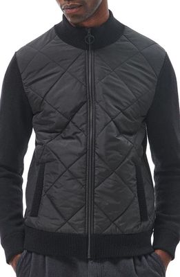 Barbour Arch Diamond Quilt Mixed Media Wool Jacket in Black