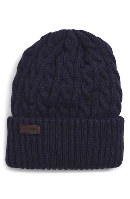 Barbour Balfron Cable Knit Beanie in Navy