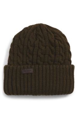Barbour Balfron Cable Knit Beanie in Olive