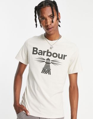 Barbour Beacon large logo t-shirt in beige-Neutral