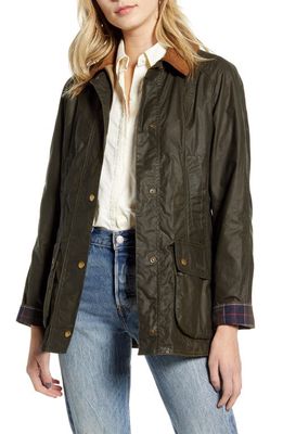 Barbour Beadnell Lightweight Waxed Cotton Jacket in Archive Olive