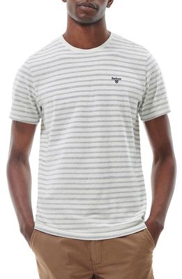 Barbour Billingham Stripe Cotton Piqué T-Shirt in White Smoke