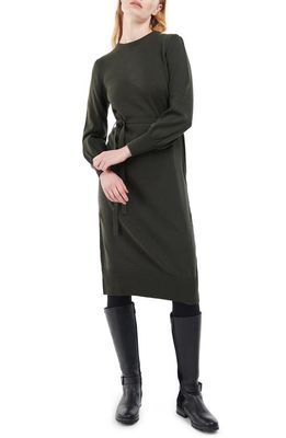 Barbour Birch Long Sleeve Cotton Sweater Dress in Olive