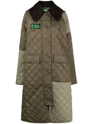 Barbour Burghley patchwork long raincoat - Green