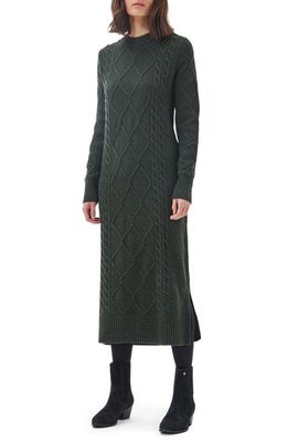 Barbour Burne Long Sleeve Wool Blend Sweater Dress in Olive