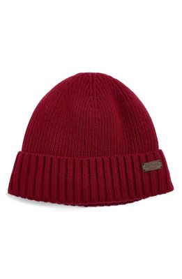 Barbour Carlton Fleece Lined Wool Blend Beanie in Cranberry