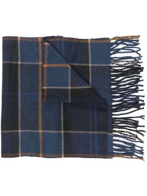 Barbour check-print frayed scarf - Blue