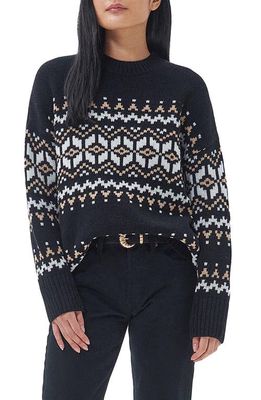 Barbour Cleaver Fair Isle Wool Blend Sweater in Black Multi