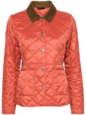 Barbour corduroy-collar quilted jacket - Orange