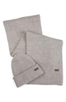 Barbour Crimdon Beanie & Scarf Gift Set in Grey
