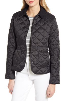 Barbour Deveron Diamond Quilted Jacket in Black/olive