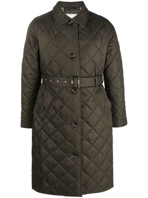 Barbour diamond-quilted single-breasted coat - Green