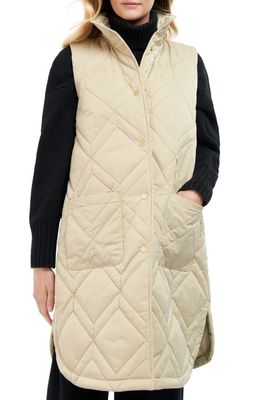 Barbour Dio Gilet Diamond Quilted Vest in Light Fawn Ancient Fern Tartan