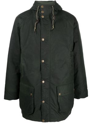 Barbour drawstring hooded wax coat - Green