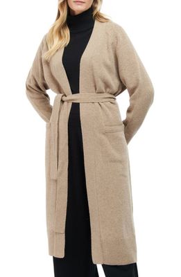 Barbour Elena Long Belted Cardigan in Light Fawn