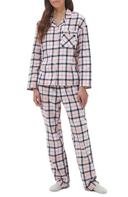 Barbour Ellery Tartan Cotton Pajamas in Pink/Navy Tartan