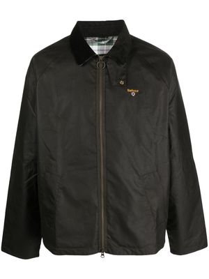 Barbour embroidered-logo zip-up jacket - Brown
