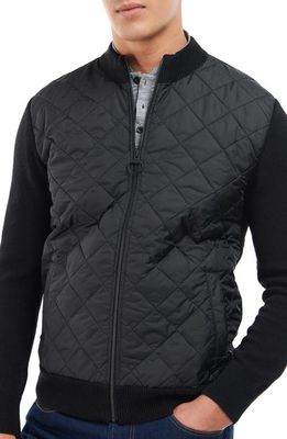 Barbour Essential Diamond Quilt Contrast Zip Sweater in Black