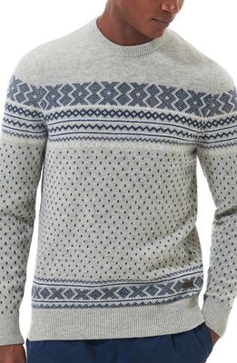 Barbour Essential Fair Isle Wool Crewneck Sweater in Light Grey