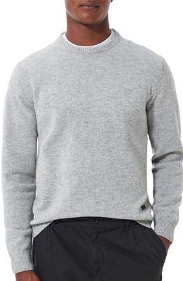 Barbour Essential Patch Wool Crewneck Sweater in Light Grey Marl